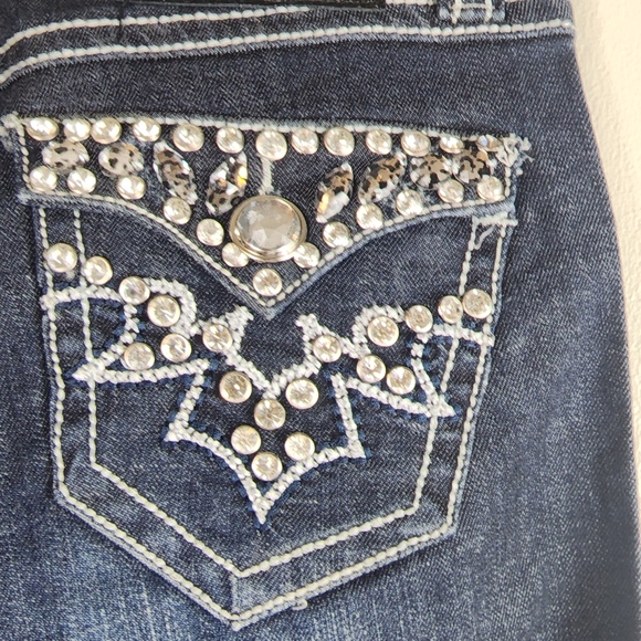 D-Fuz Jeans Women's Jr Size 7/8 Dark Wash Rhinestone Button Flap Pockets - Picture 8 of 12